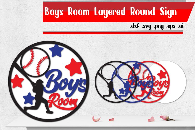 Boys Room Layered Round Sign | Baseball Room