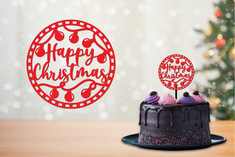 Christmas Cut files, round sign, Cake topper, Coaster