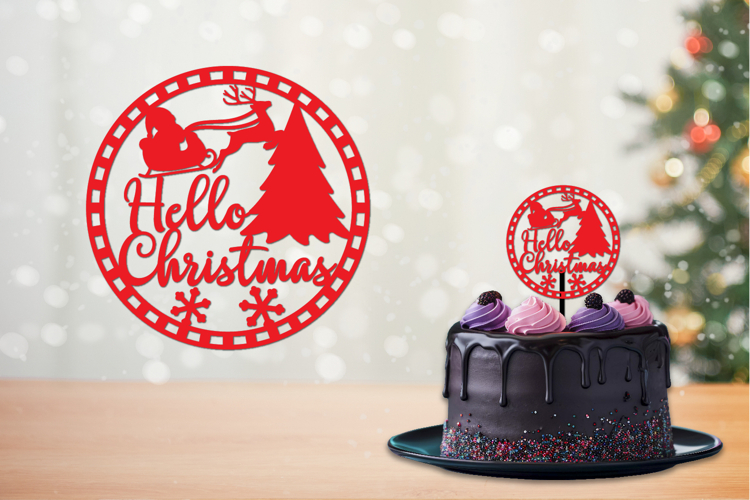 Christmas Cut files, round sign, Cake topper, Coaster
