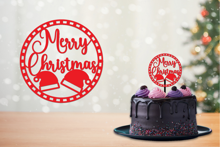 Christmas Cut files, round sign, Cake topper, Coaster Laser