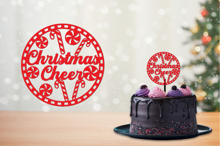 Christmas Cut files, round sign, Cake topper, Coaster