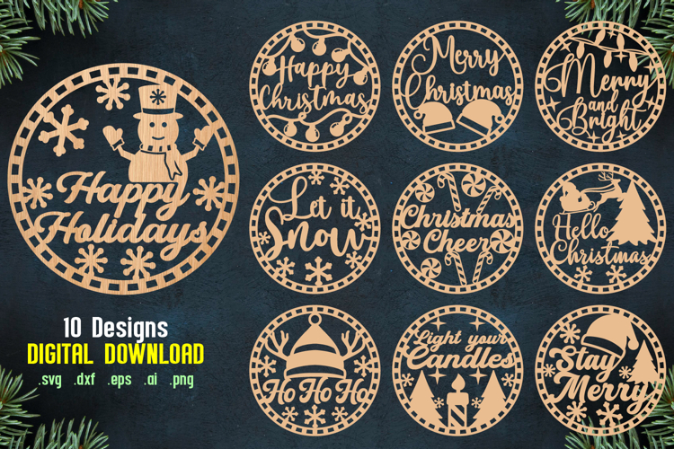 Christmas Coaster, Christmas Lasercut, Christmas Sign Bundle