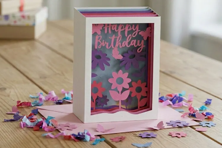 3D Birthday Shadowbox Card, Pop-up Card Envelope