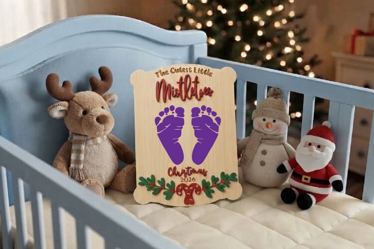 Mistletoes Board | Baby First Christmas | Baby Footprint example image 1