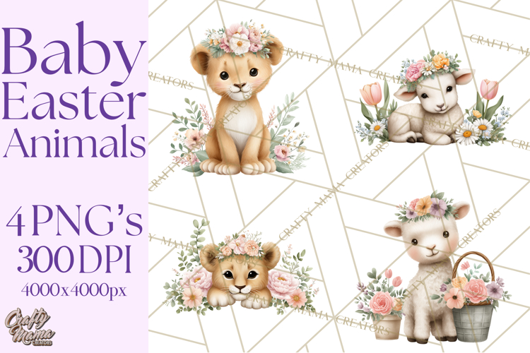 Adorable Baby Animals Easter Clipart PNG, Pastel Chicks Png