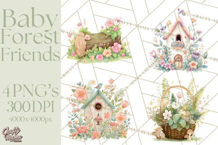 Baby Forest Animals Clipart PNG, Cute Spring Woodland Animal