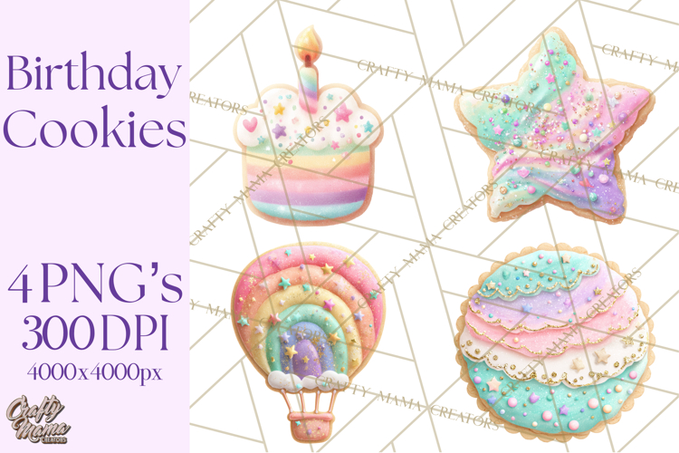 Birthday Cookies PNG, Birthday Cookie Clipart, Cute Sugar