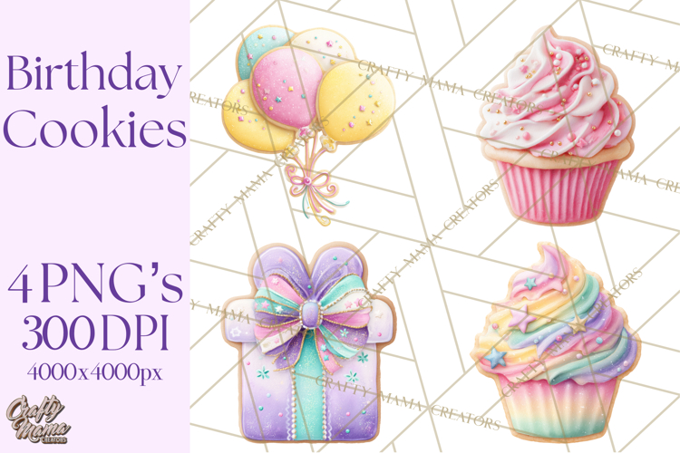 Birthday Cookies PNG, Birthday Cookie Clipart, Cute Sugar