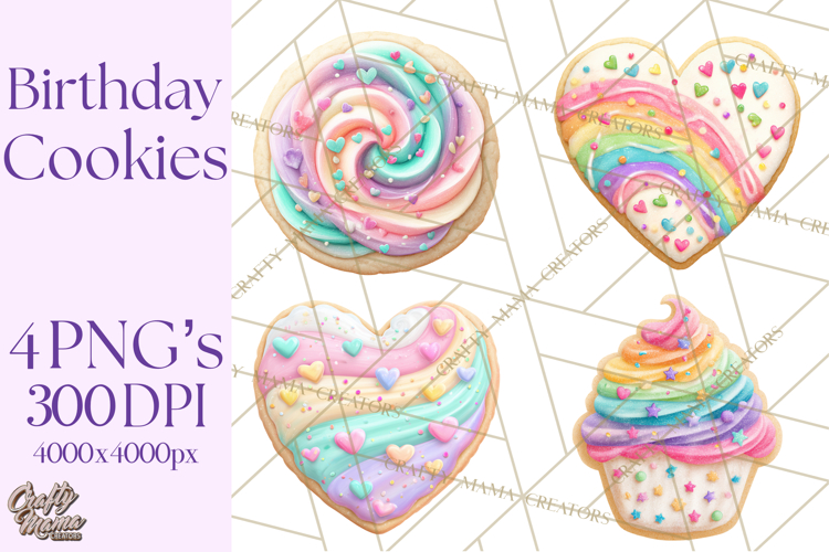 Birthday Cookies PNG, Birthday Cookie Clipart, Cute Sugar