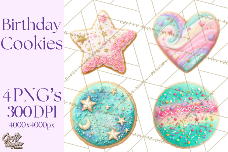 Birthday Cookies PNG, Birthday Cookie Clipart, Cute Sugar
