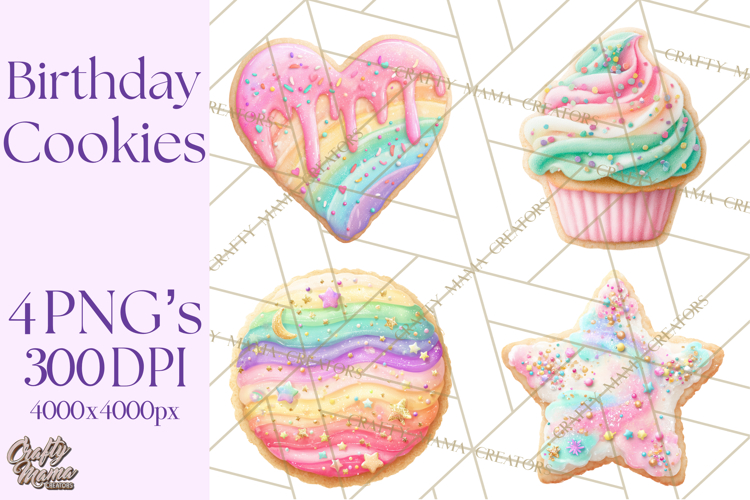 Birthday Cookies PNG, Birthday Cookie Clipart, Cute Sugar