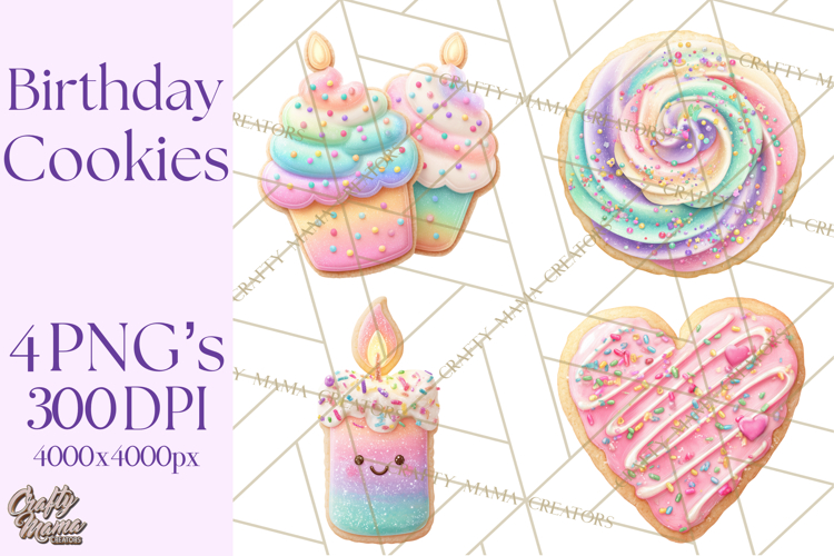 Birthday Cookies PNG, Birthday Cookie Clipart, Cute Sugar