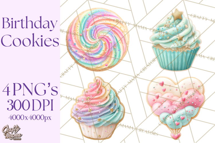 Birthday Cookies PNG, Birthday Cookie Clipart, Cute Sugar