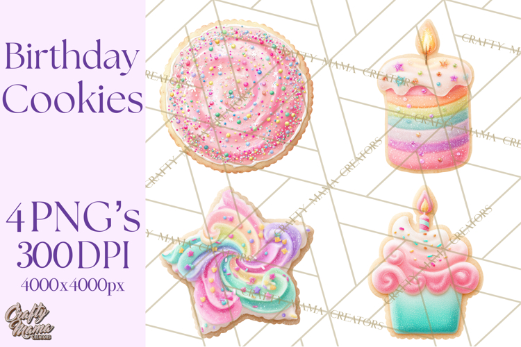 Birthday Cookies PNG, Birthday Cookie Clipart, Cute Sugar