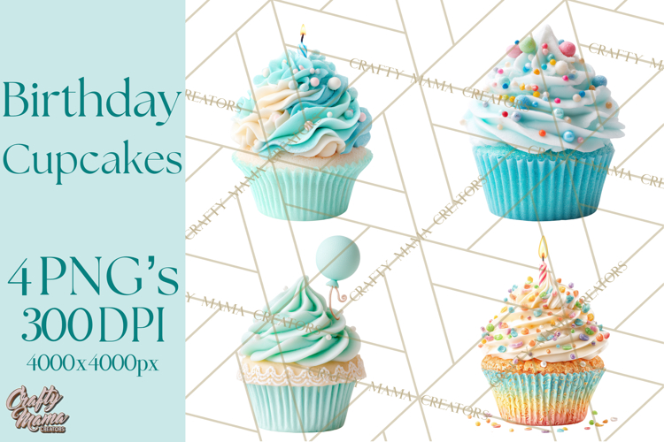 Birthday Cupcakes PNG, Colorful Cupcake Clipart, Sprinkles