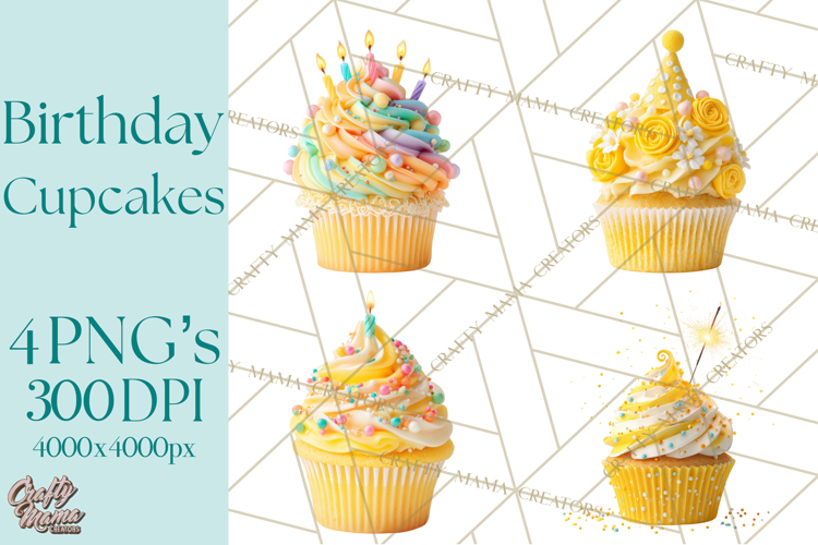 Birthday Cupcakes PNG, Colorful Cupcake Clipart, Sprinkles