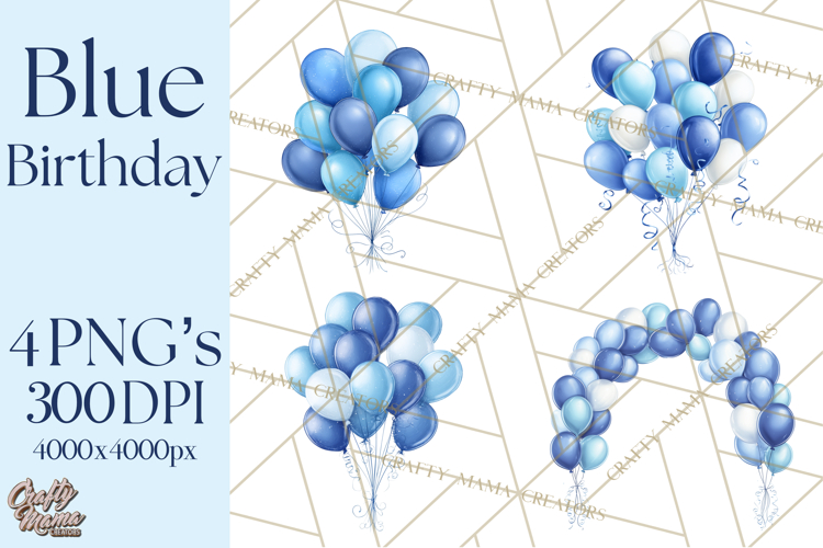 Blue Birthday Clipart, Festive Party Decorations PNG