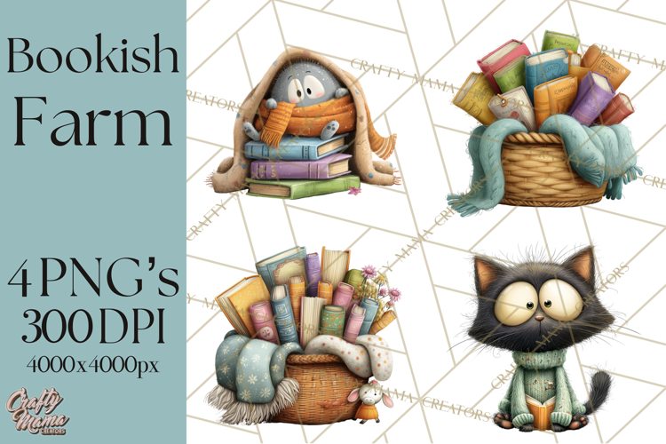 Farm Animals PNG Clipart, Cozy Reading Animals, Cute Cartoon