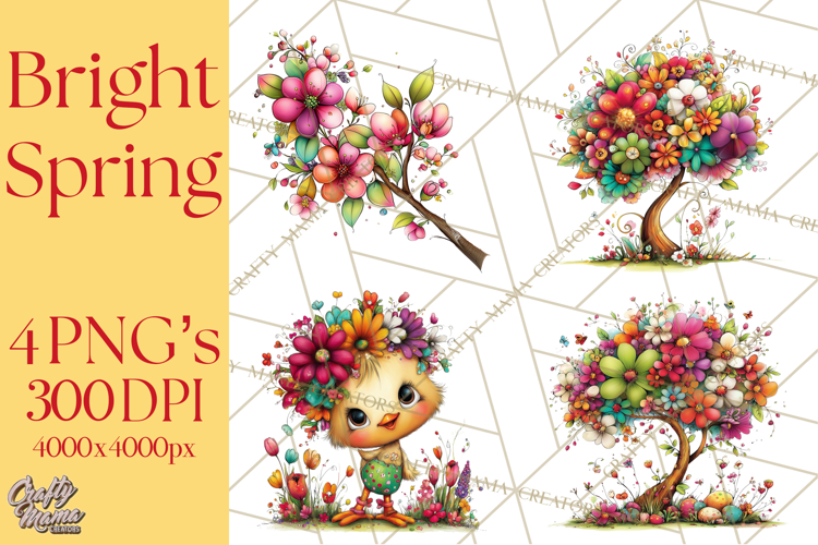 Spring Clipart PNG, Bright Spring Flowers, Kids and Cottage