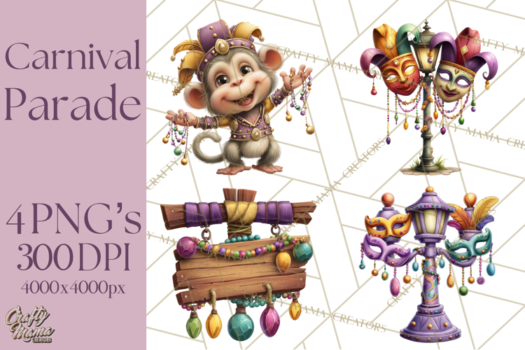 Carnival Animals Parade Clipart, Mardi Gras PNG