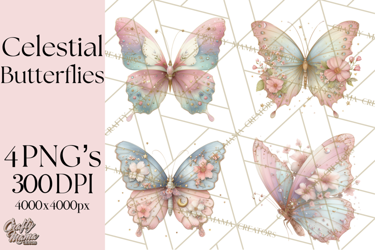 Celestial Butterfly PNG, Dreamy Pastel Clipart, Starry Wings