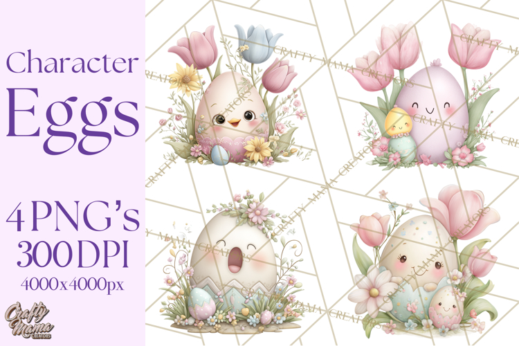 Easter Egg Clipart PNG, Cute Baby Easter Eggs with Faces