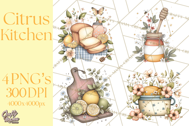 Citrus Kitchen Cottagecore PNG, Rustic Citrus Clipart, Lemon