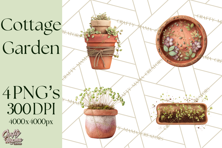 Early Spring Garden Cottagecore PNG, Seedling Terracotta