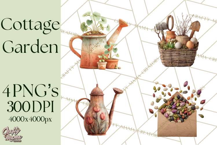Early Spring Garden Cottagecore PNG, Seedling Terracotta