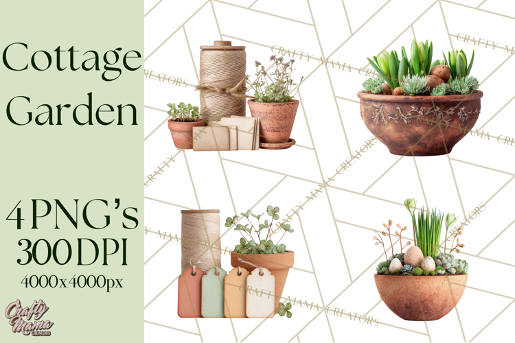 Early Spring Garden Cottagecore PNG, Seedling Terracotta