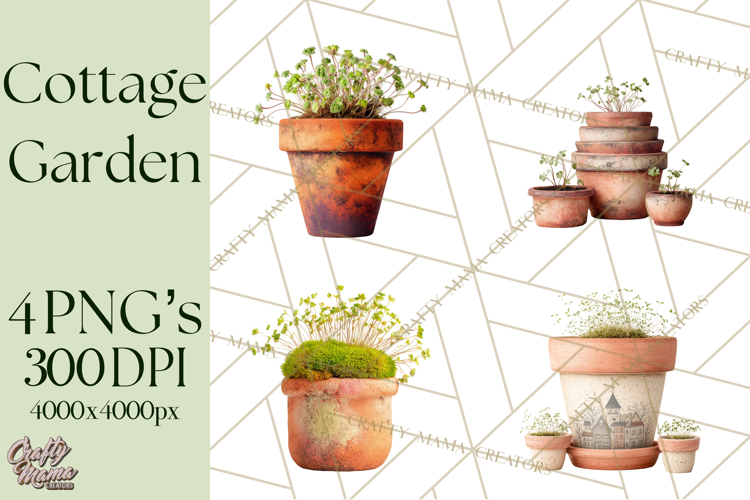 Early Spring Garden Cottagecore PNG, Seedling Terracotta