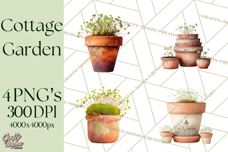 Early Spring Garden Cottagecore PNG, Seedling Terracotta