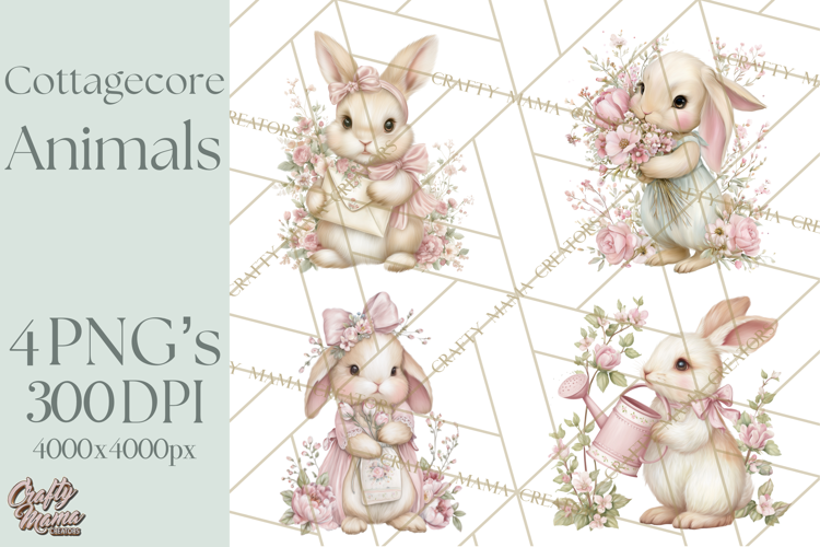 Pastel Cottagecore Animals Clipart, Cute Spring Animals Png