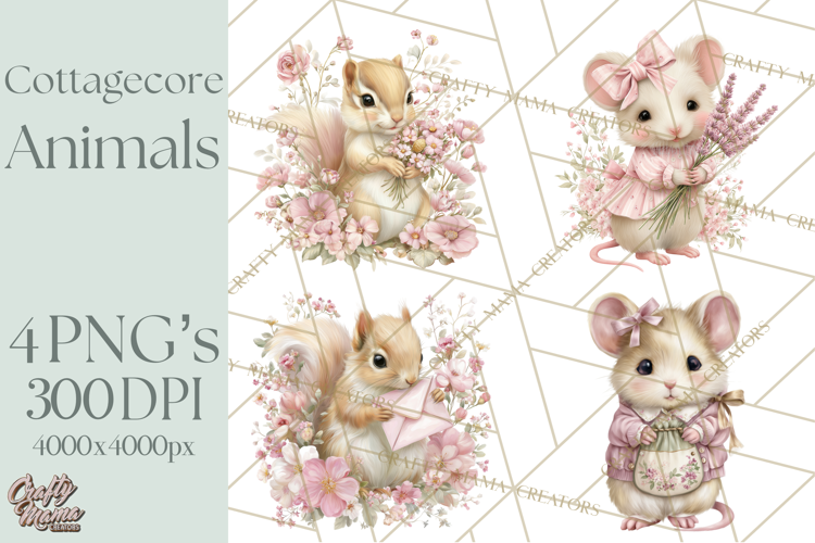 Pastel Cottagecore Animals Clipart, Cute Spring Animals Png