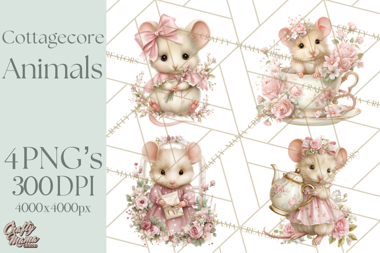 Pastel Cottagecore Animals Clipart, Cute Spring Animals Png