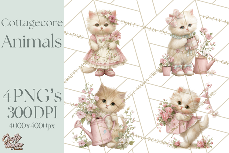 Pastel Cottagecore Animals Clipart, Cute Spring Animals Png