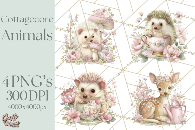 Pastel Cottagecore Animals Clipart, Cute Spring Animals Png