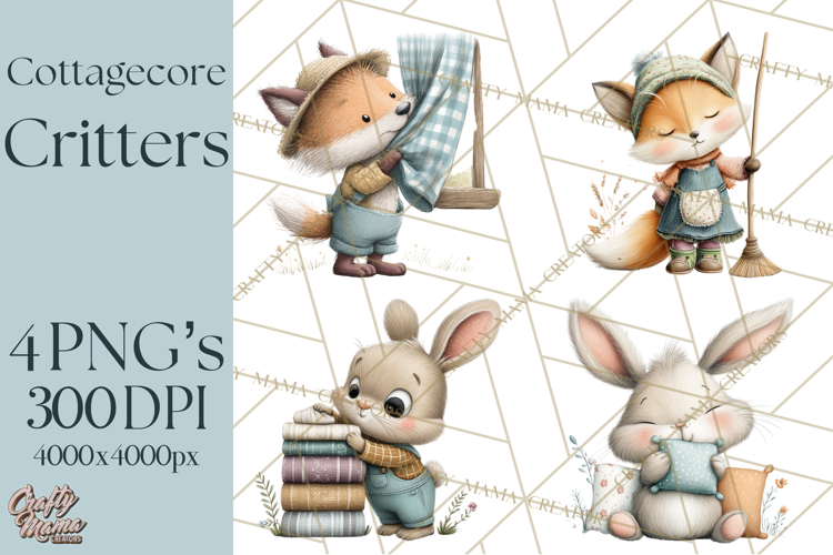 Cottagecore Animals PNG, Woodland Critters Clipart