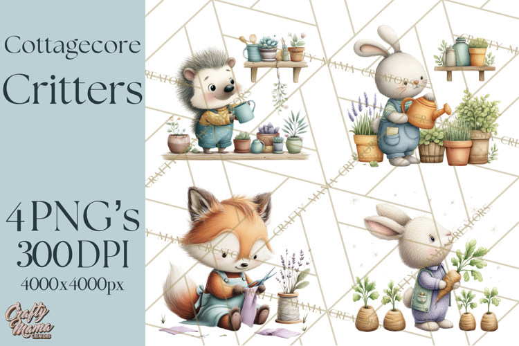 Cottagecore Animals PNG, Woodland Critters Clipart