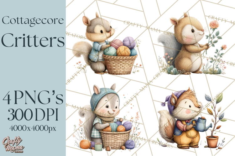 Cottagecore Animals PNG, Woodland Critters Clipart