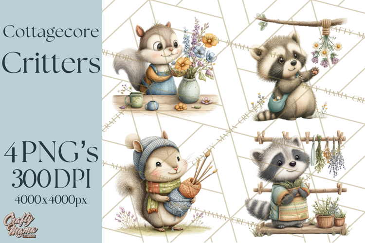 Cottagecore Animals PNG, Woodland Critters Clipart