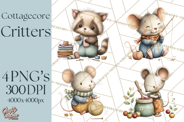 Cottagecore Animals PNG, Woodland Critters Clipart