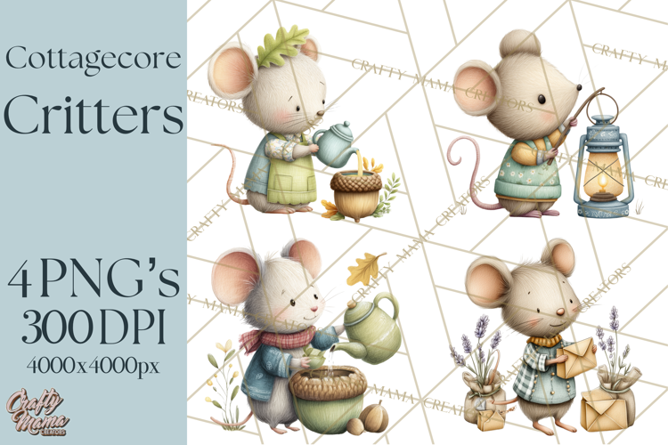 Cottagecore Animals PNG, Woodland Critters Clipart