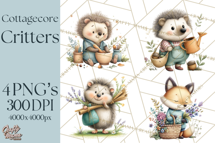 Cottagecore Animals PNG, Woodland Critters Clipart