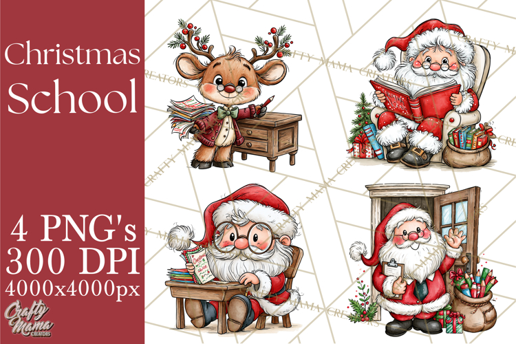 Christmas School Clipart PNG, Teacher Classroom Holiday Png