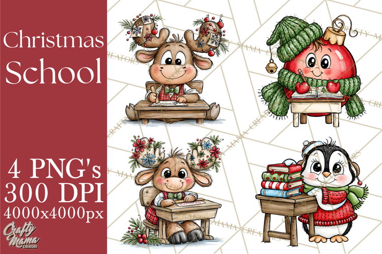 Christmas School Clipart PNG, Teacher Classroom Holiday Png