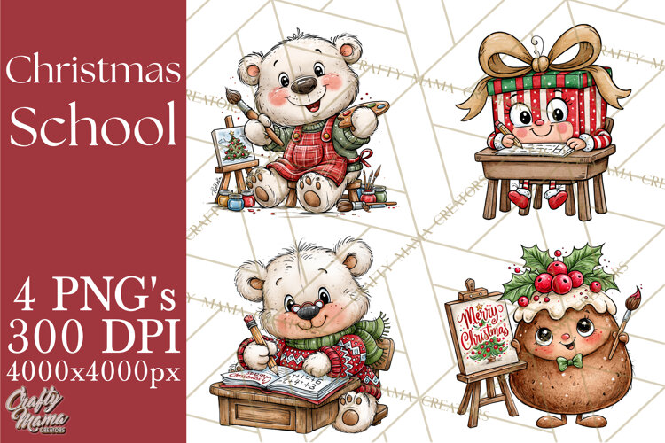 Christmas School Clipart PNG, Teacher Classroom Holiday Png example image 1