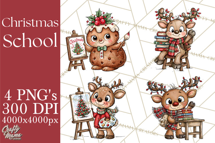 Christmas School Clipart PNG, Teacher Classroom Holiday Png example image 1