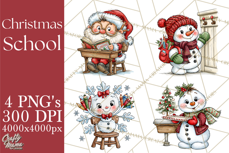 Christmas School Clipart PNG, Teacher Classroom Holiday Png