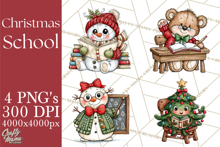Christmas School Clipart PNG, Teacher Classroom Holiday Png